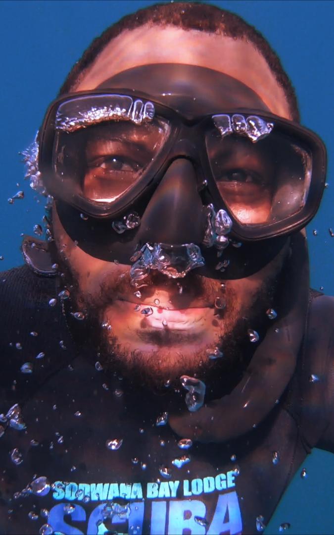 Man under the water.
