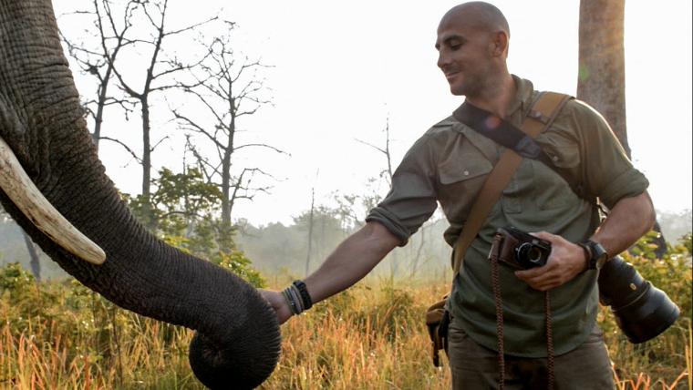 Photographer with elephant